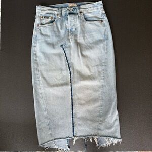 Polo by Ralph Lauren Light Blue Denim Midi Skirt size 25-Retro